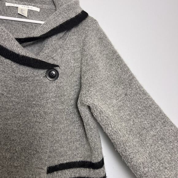 Max Studio Women's Wool Blend One Button Shawl Neck Cardigan Gray Black Sz L - Picture 5 of 11